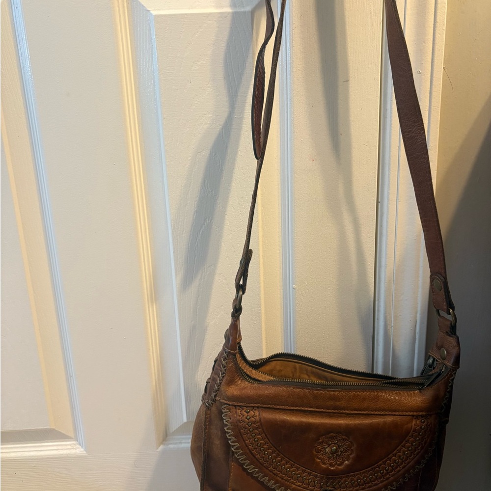 Patricia Nash Tan Leather Crossbody Bag